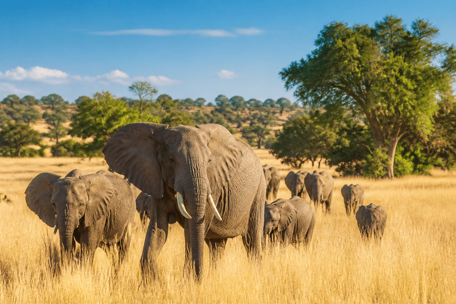 Elephants on safari in Zimbabwe